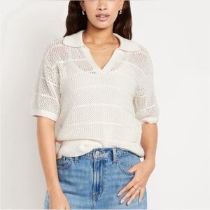 Old Navy Open-Stitch Polo Sweater made of 100% cotton yarn Size Medium